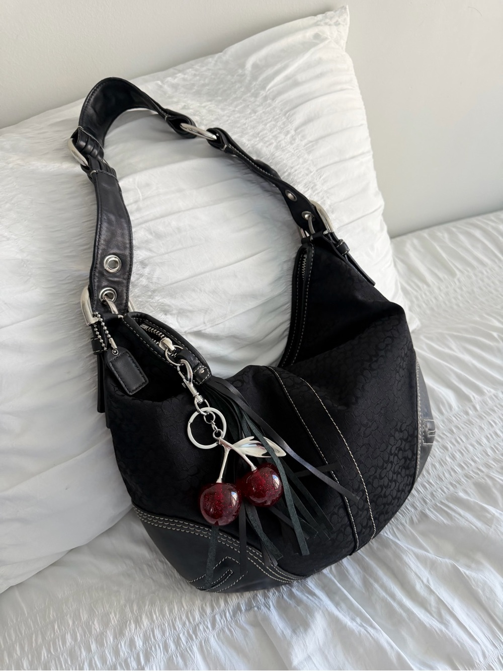 Vintage Coach Signature Jacquard Canvas Soho Hobo Bag